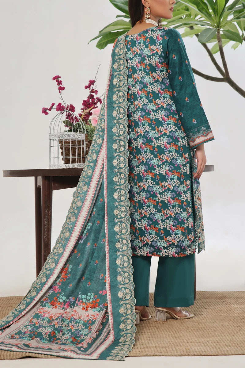 ANMOL Cottle Printed Embroidered Unstitched 3pcs Suit With Embroidered Dupatta - 579