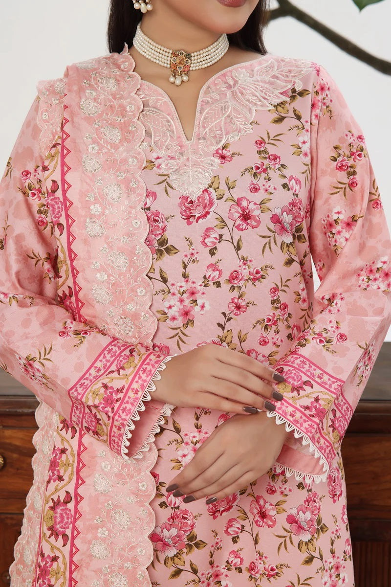 ANMOL Cottle Printed Embroidered Unstitched 3pcs Suit With Embroidered Dupatta - 575