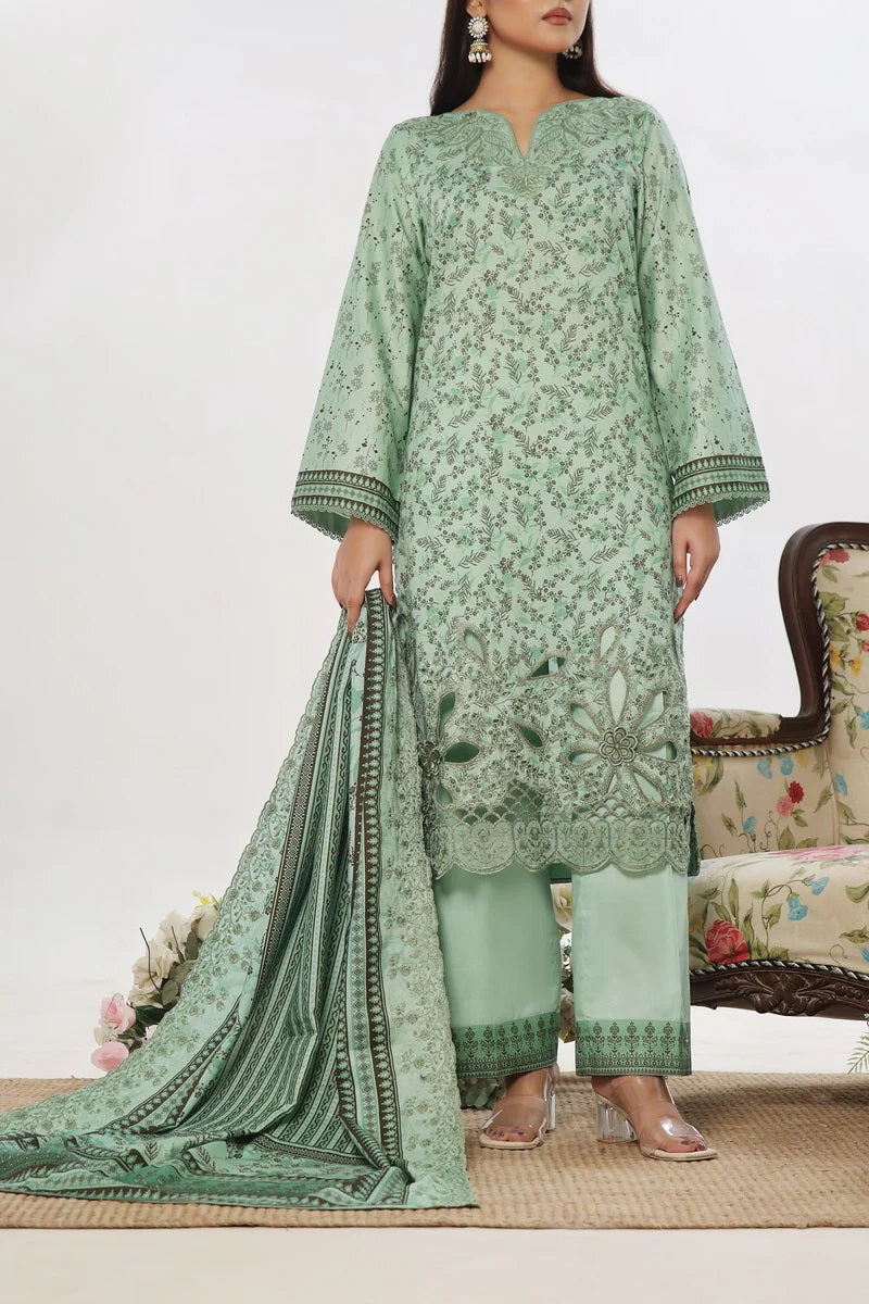 ANMOL Cottle Printed Embroidered Unstitched 3pcs Suit With Embroidered Dupatta - 577