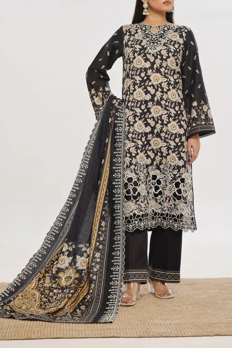 ANMOL Cottle Printed Embroidered Unstitched 3pcs Suit With Embroidered Dupatta - 576