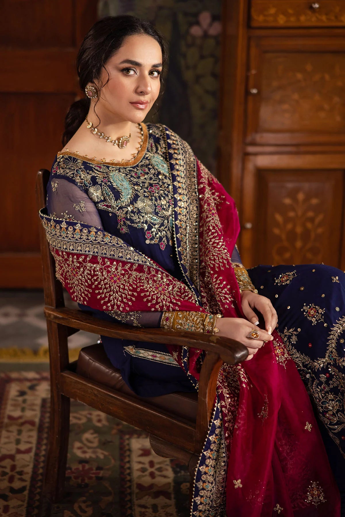 Elegant Embroidered Chiffon & Silk Unstitched Formal Ensemble - Jugni