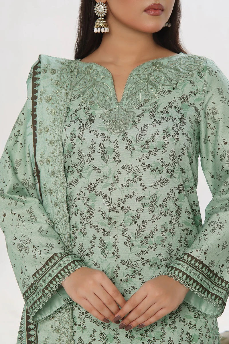ANMOL Cottle Printed Embroidered Unstitched 3pcs Suit With Embroidered Dupatta - 577