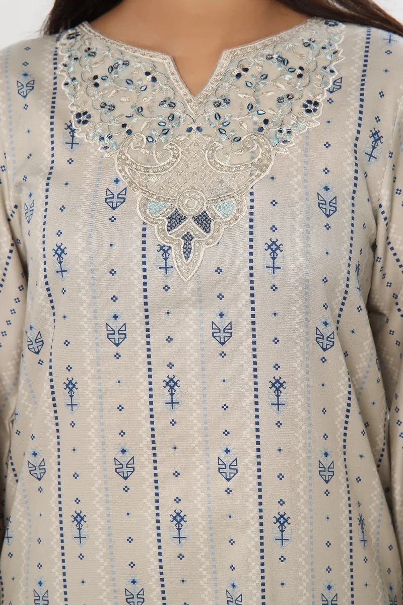 ANMOL Cottle Printed Embroidered Unstitched 3pcs Suit With Embroidered Dupatta - 571