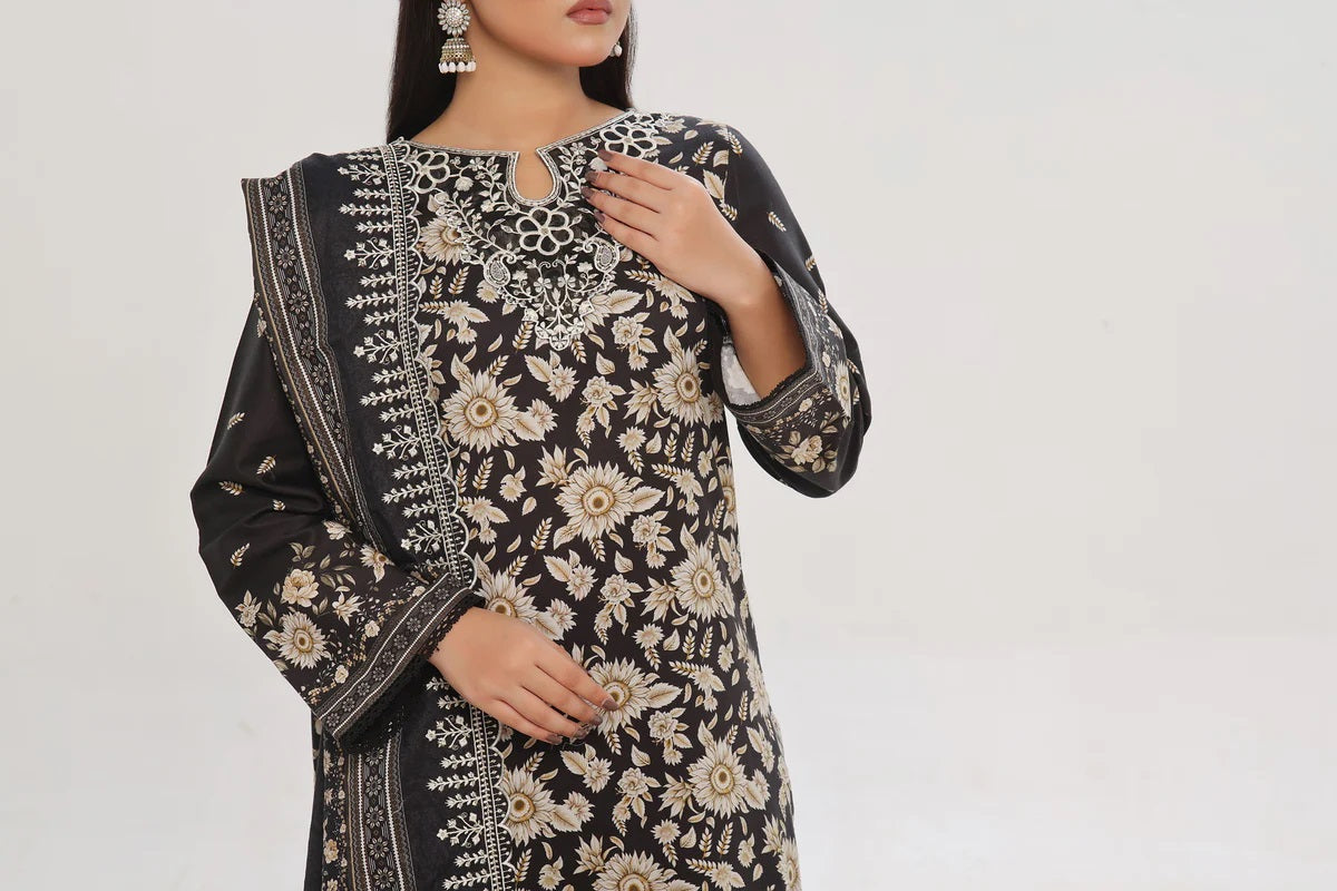 ANMOL Cottle Printed Embroidered Unstitched 3pcs Suit With Embroidered Dupatta - 576