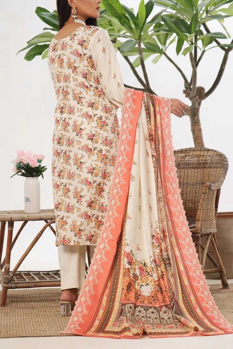ANMOL Cottle Printed Embroidered Unstitched 3pcs Suit With Embroidered Dupatta - 573