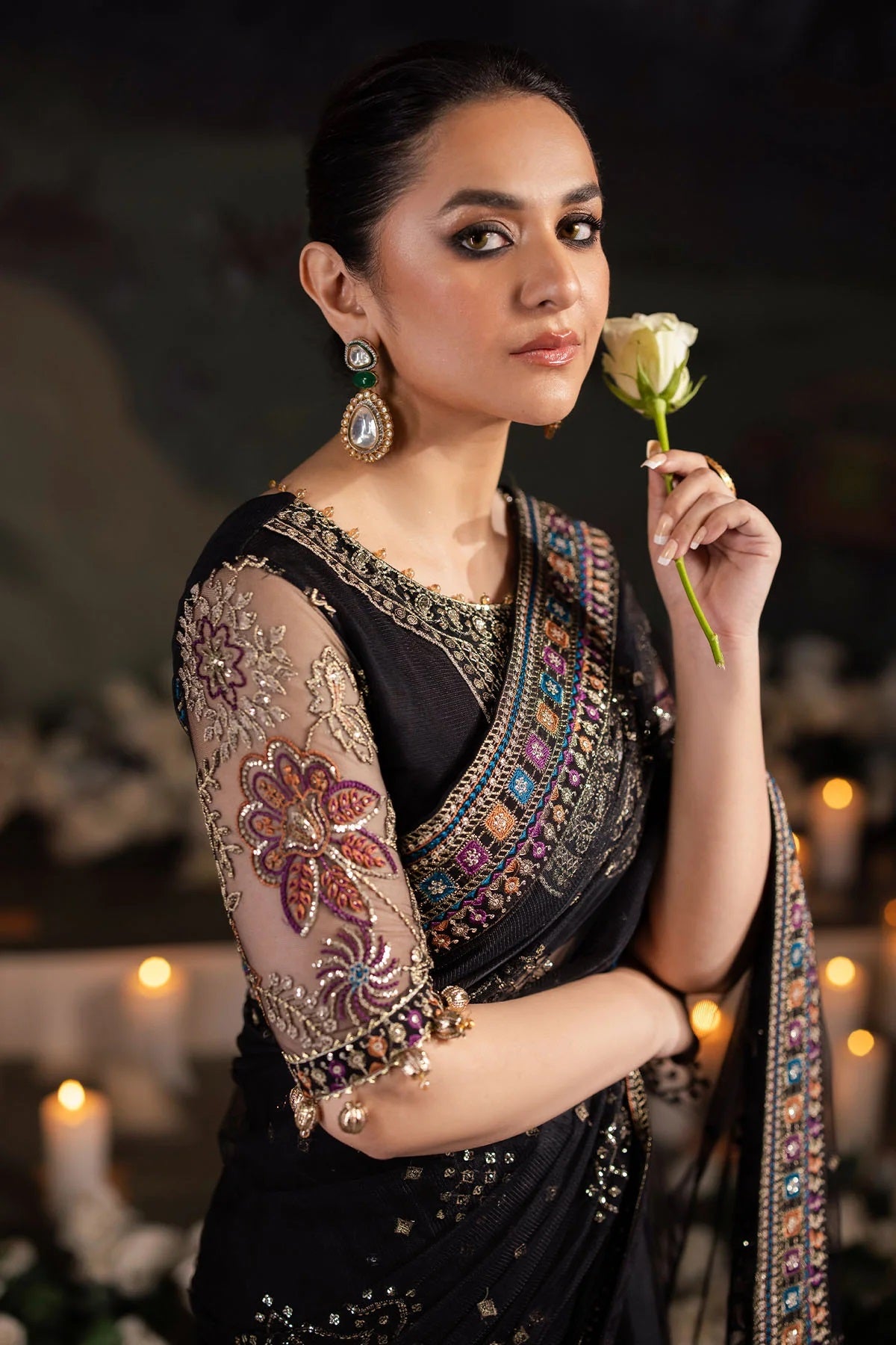 Elegant Embroidered Chiffon & Silk Unstitched Formal Ensemble - Ruhi