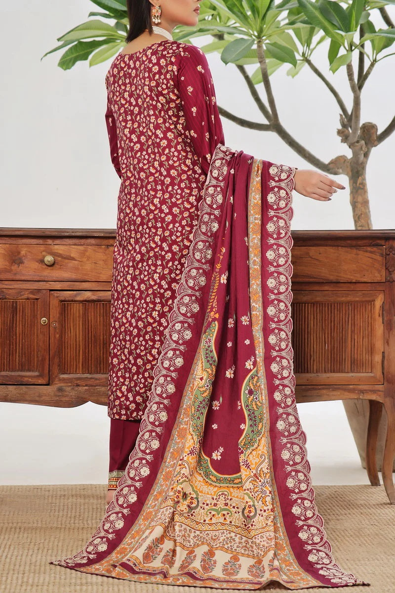 ANMOL Cottle Printed Embroidered Unstitched 3pcs Suit With Embroidered Dupatta - 578