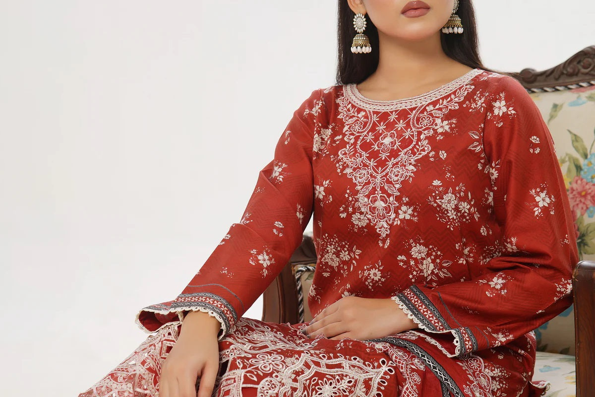 ANMOL Cottle Printed Embroidered Unstitched 3pcs Suit With Embroidered Dupatta - 570