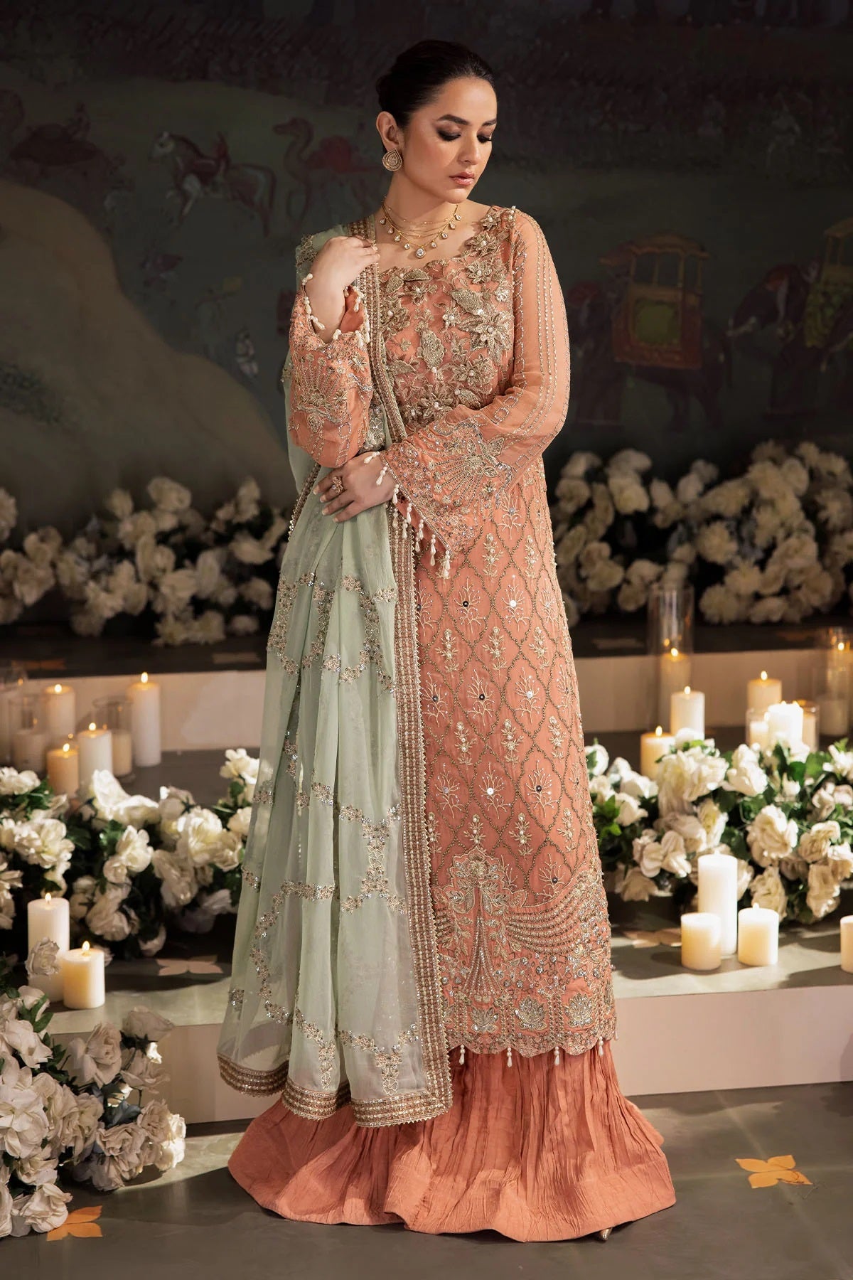 Elegant Embroidered Chiffon & Silk Unstitched Formal Ensemble - Mehar