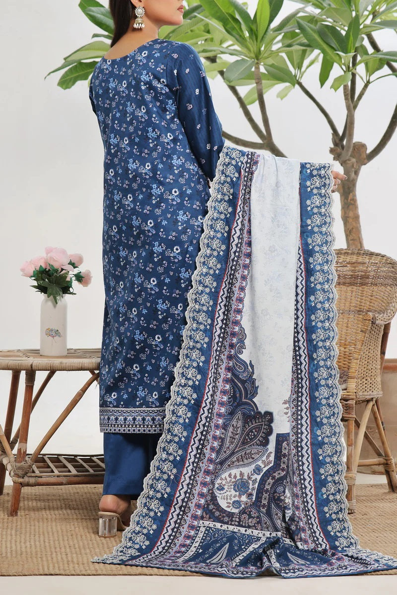 ANMOL Cottle Printed Embroidered Unstitched 3pcs Suit With Embroidered Dupatta - 574