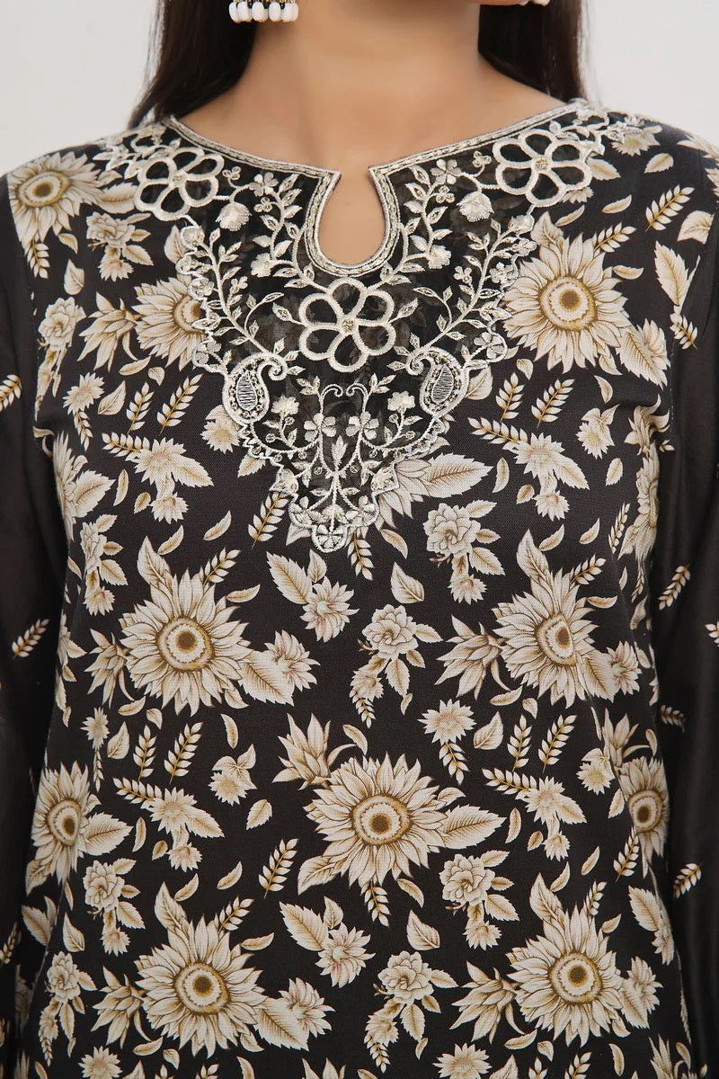 ANMOL Cottle Printed Embroidered Unstitched 3pcs Suit With Embroidered Dupatta - 576