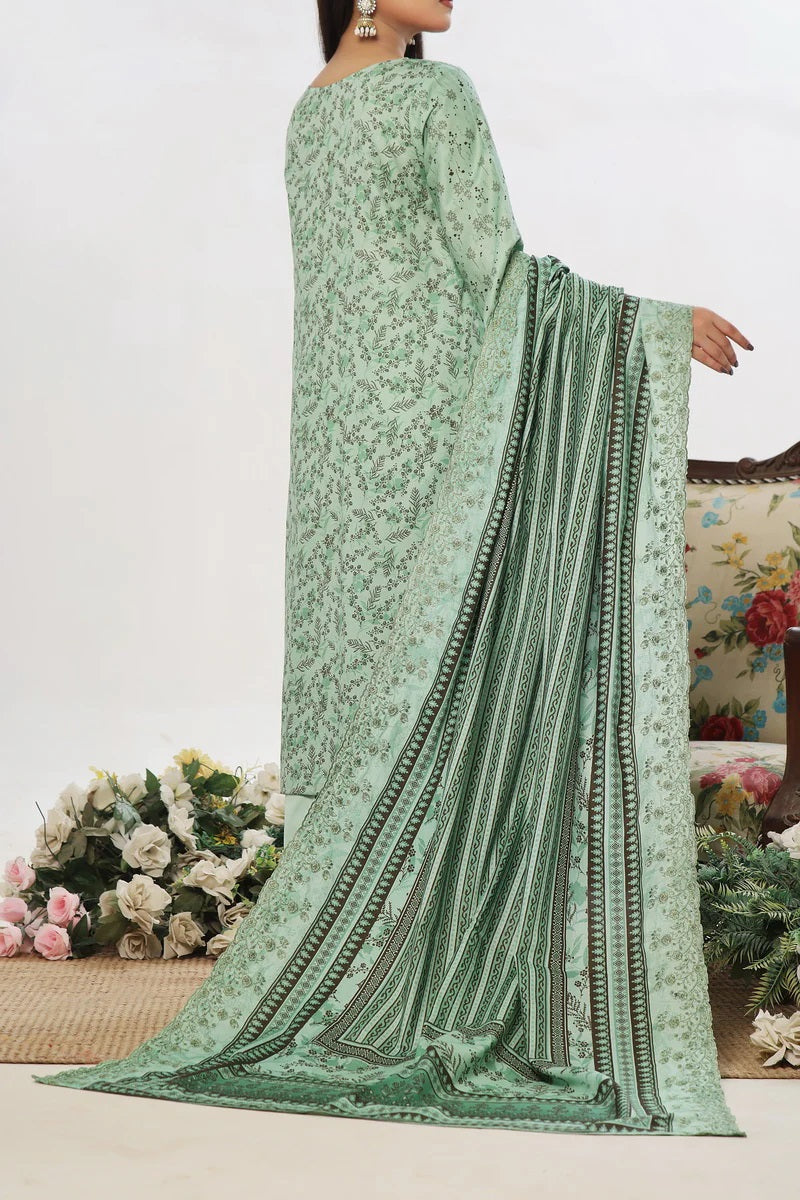 ANMOL Cottle Printed Embroidered Unstitched 3pcs Suit With Embroidered Dupatta - 577