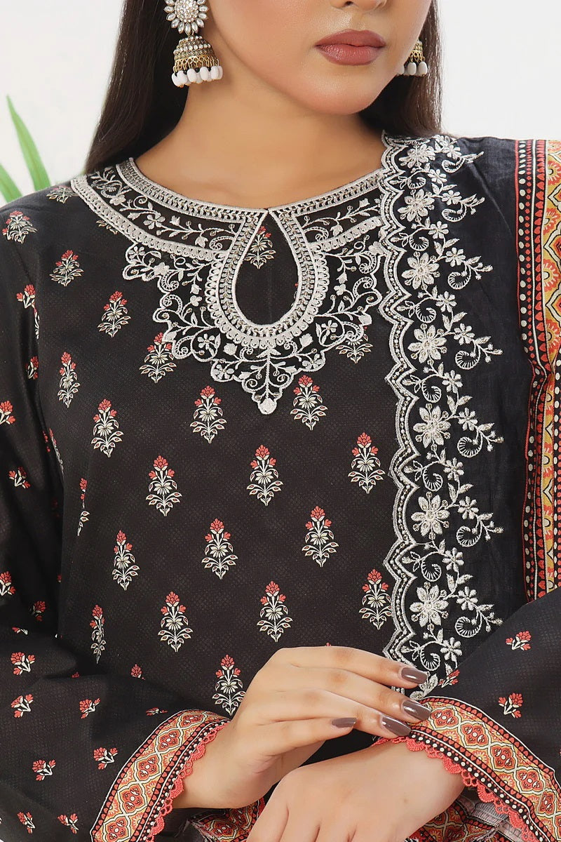 ANMOL Cottle Printed Embroidered Unstitched 3pcs Suit With Embroidered Dupatta - 572