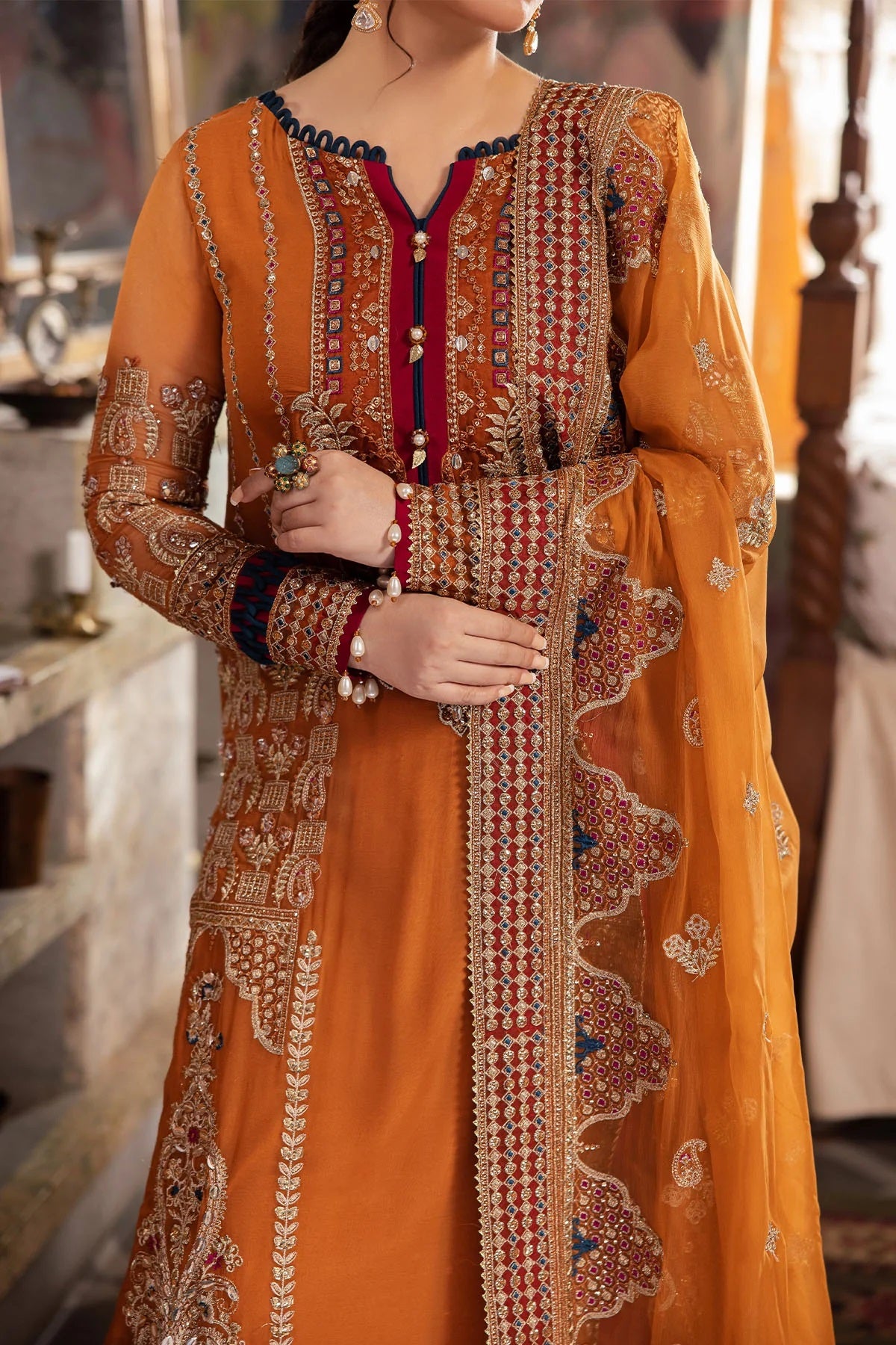 Elegant Embroidered Chiffon & Silk Unstitched Formal Ensemble - Azfar