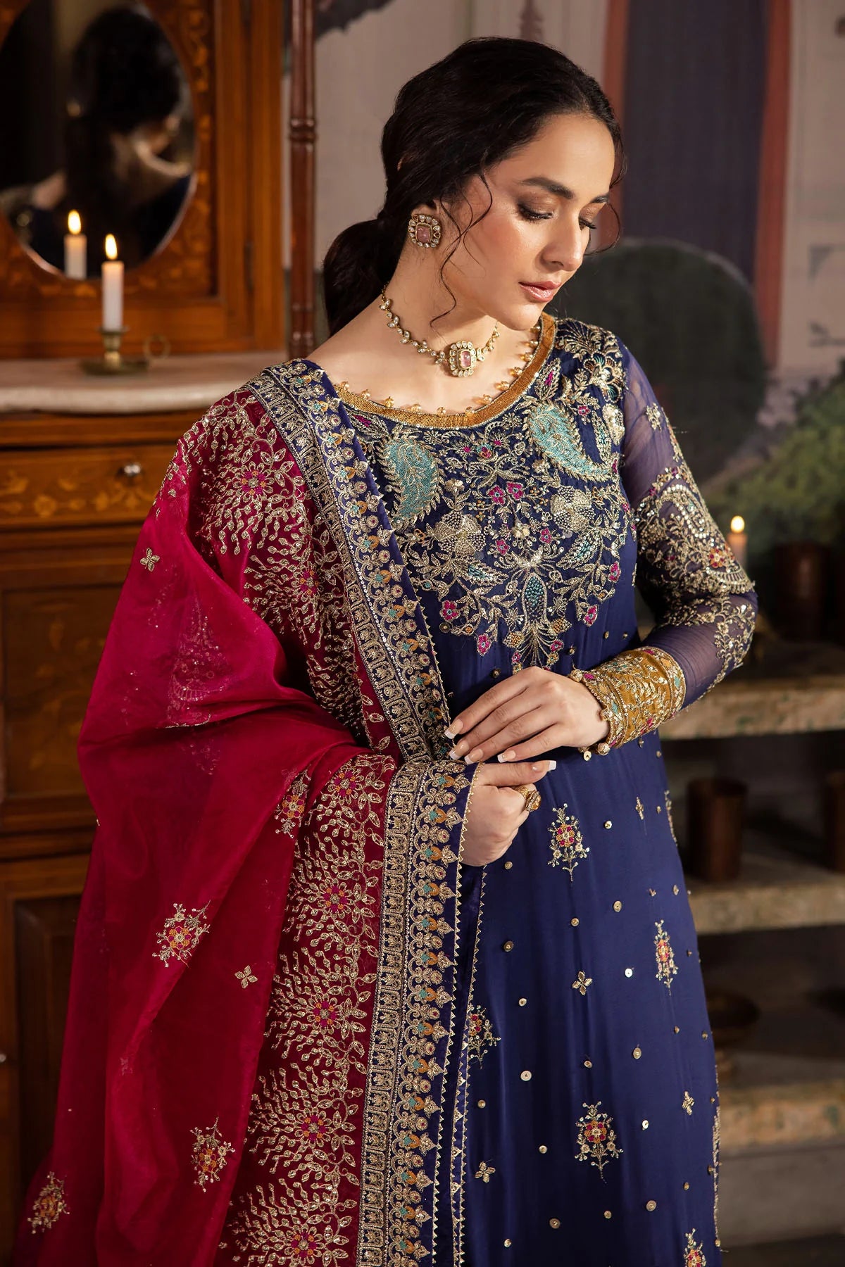 Elegant Embroidered Chiffon & Silk Unstitched Formal Ensemble - Jugni
