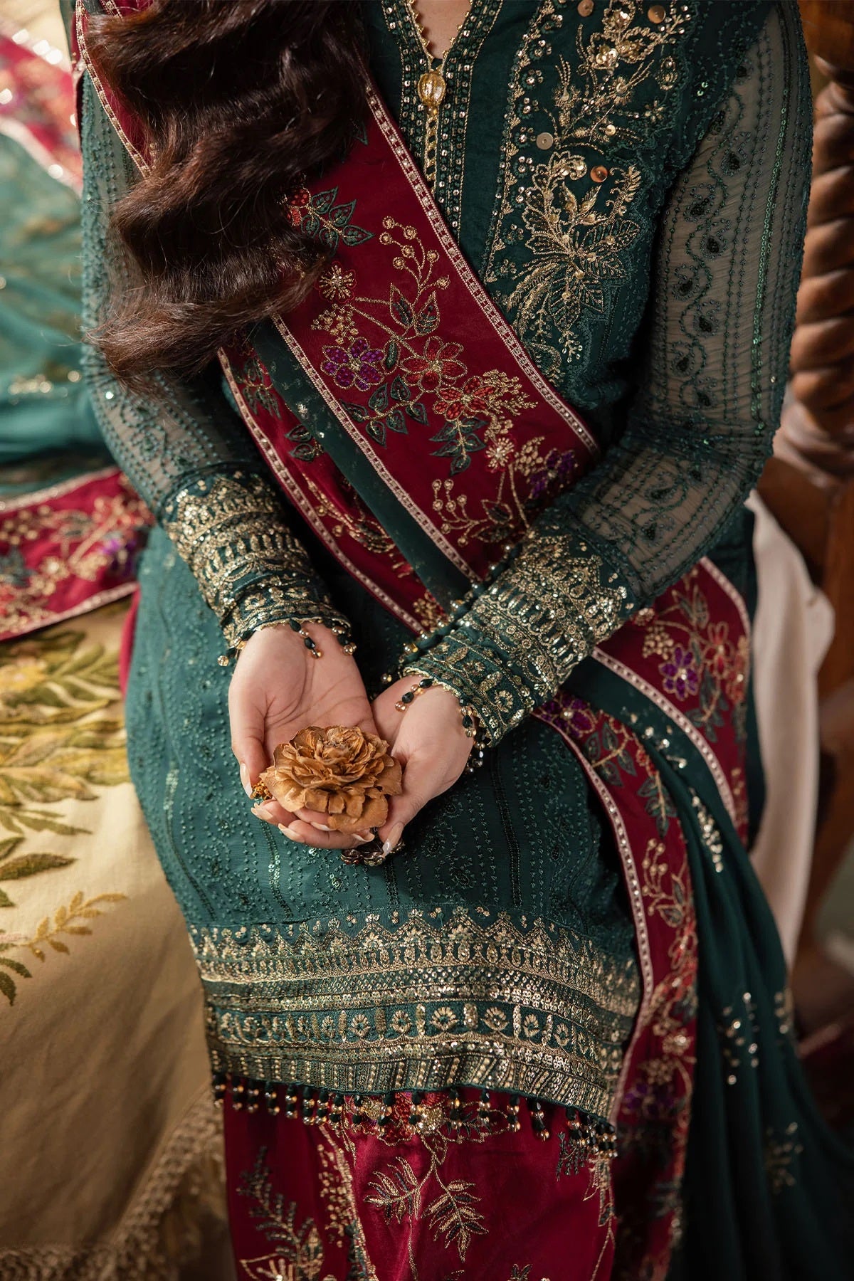 Elegant Embroidered Chiffon & Silk Unstitched Formal Ensemble - Mahroo