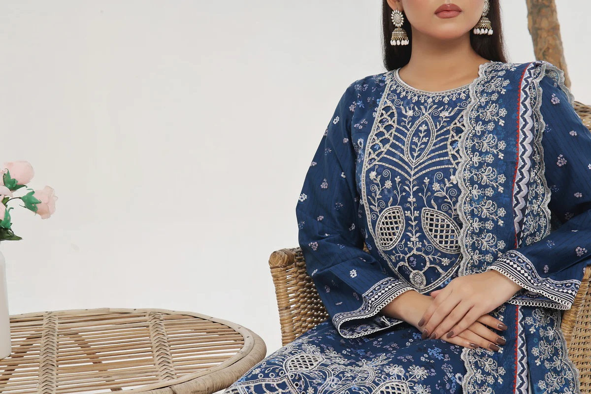 ANMOL Cottle Printed Embroidered Unstitched 3pcs Suit With Embroidered Dupatta - 574