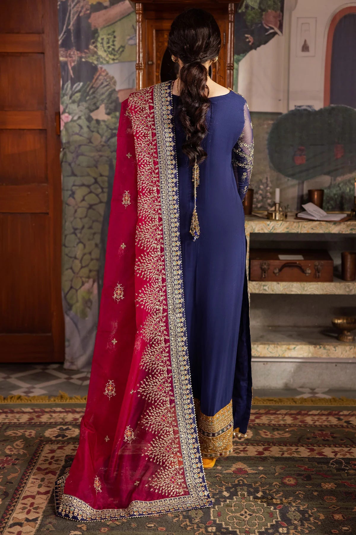 Elegant Embroidered Chiffon & Silk Unstitched Formal Ensemble - Jugni
