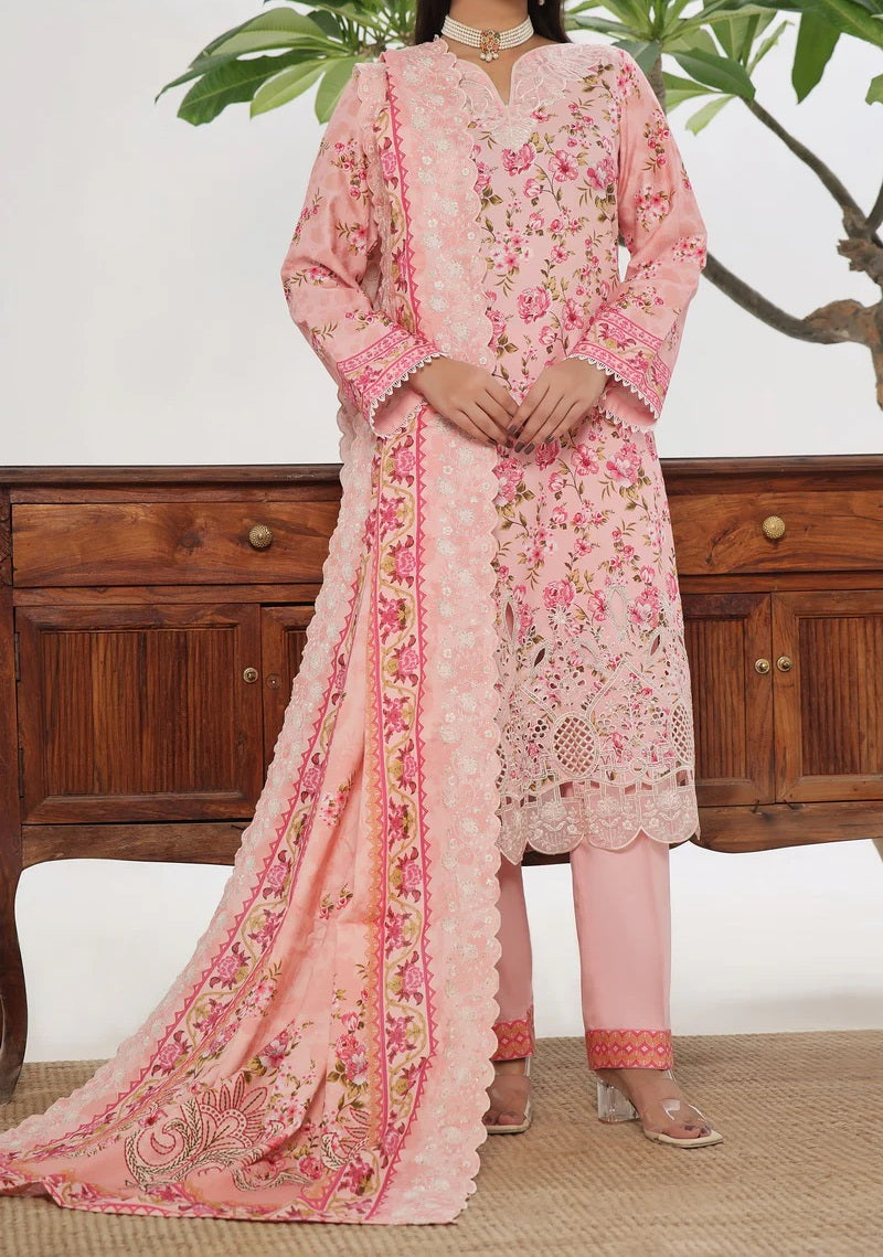 ANMOL Cottle Printed Embroidered Unstitched 3pcs Suit With Embroidered Dupatta - 575