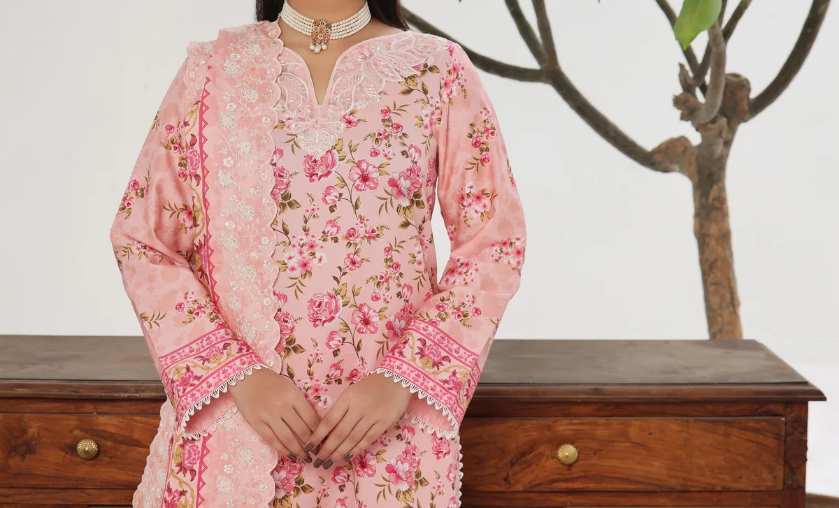 ANMOL Cottle Printed Embroidered Unstitched 3pcs Suit With Embroidered Dupatta - 575