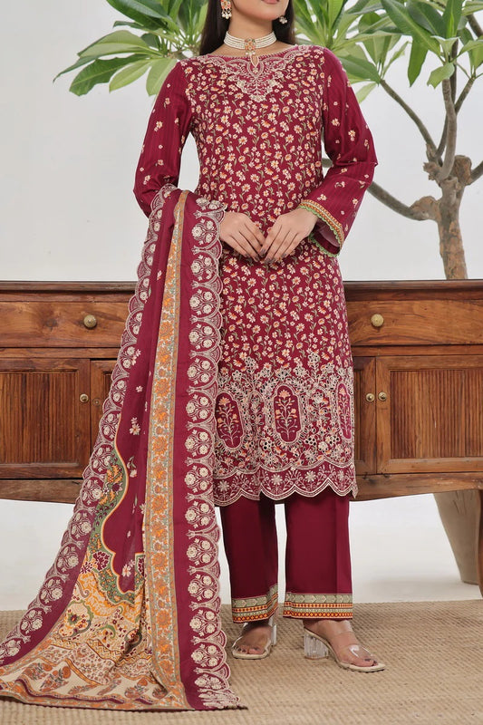 ANMOL Cottle Printed Embroidered Unstitched 3pcs Suit With Embroidered Dupatta - 578