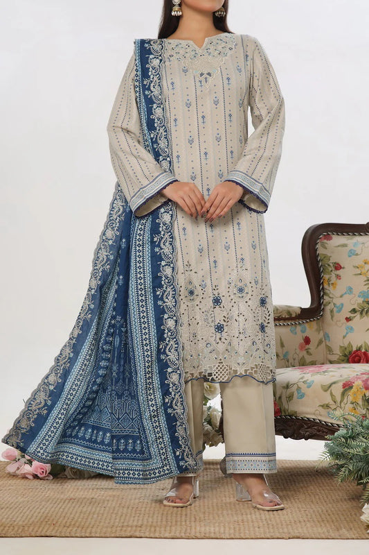 ANMOL Cottle Printed Embroidered Unstitched 3pcs Suit With Embroidered Dupatta - 571