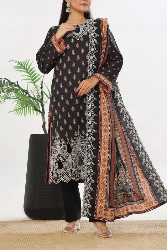 ANMOL Cottle Printed Embroidered Unstitched 3pcs Suit With Embroidered Dupatta - 572