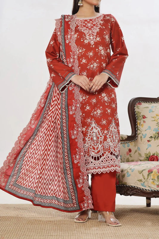 ANMOL Cottle Printed Embroidered Unstitched 3pcs Suit With Embroidered Dupatta - 570