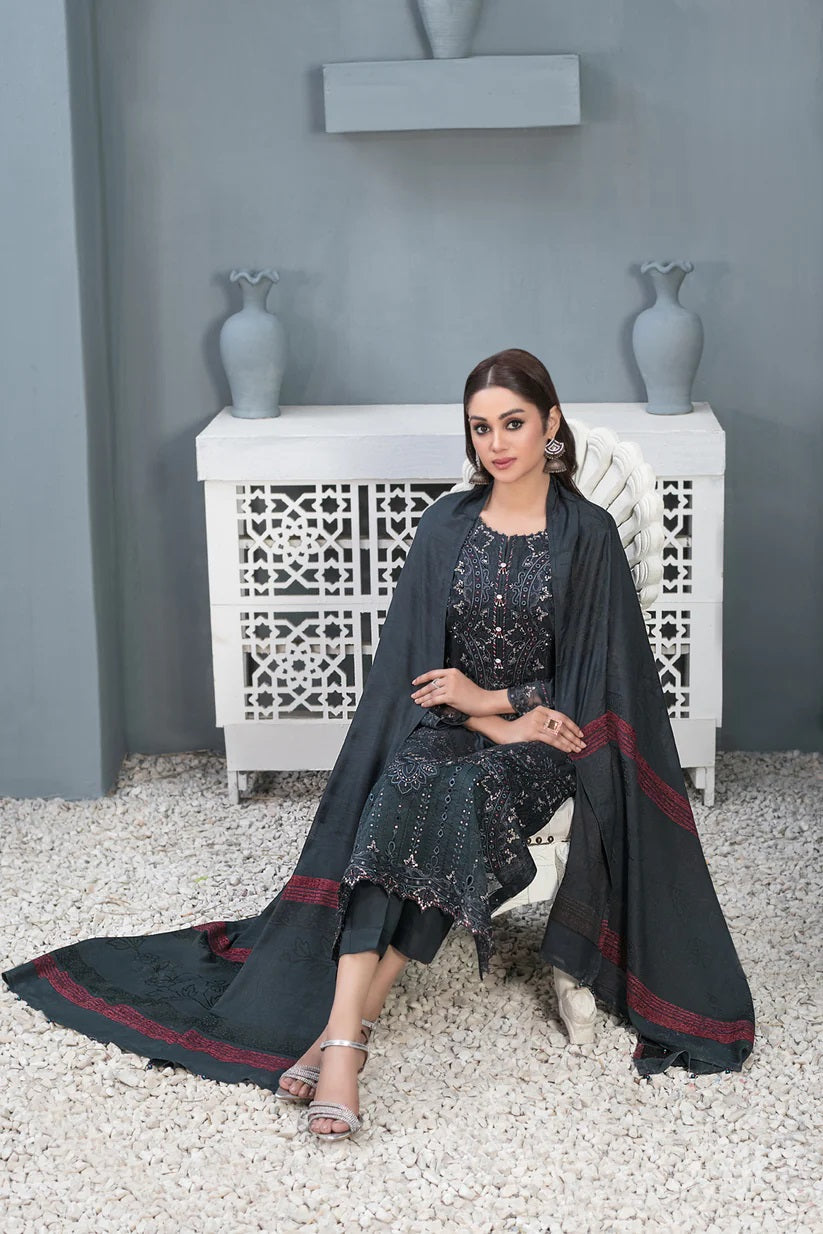 Elegant 3-Piece Viscose Collection – Fancy Embroidered Shirt, Banarsi Shawl & Plain Shalwar