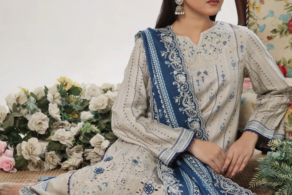ANMOL Cottle Printed Embroidered Unstitched 3pcs Suit With Embroidered Dupatta - 571