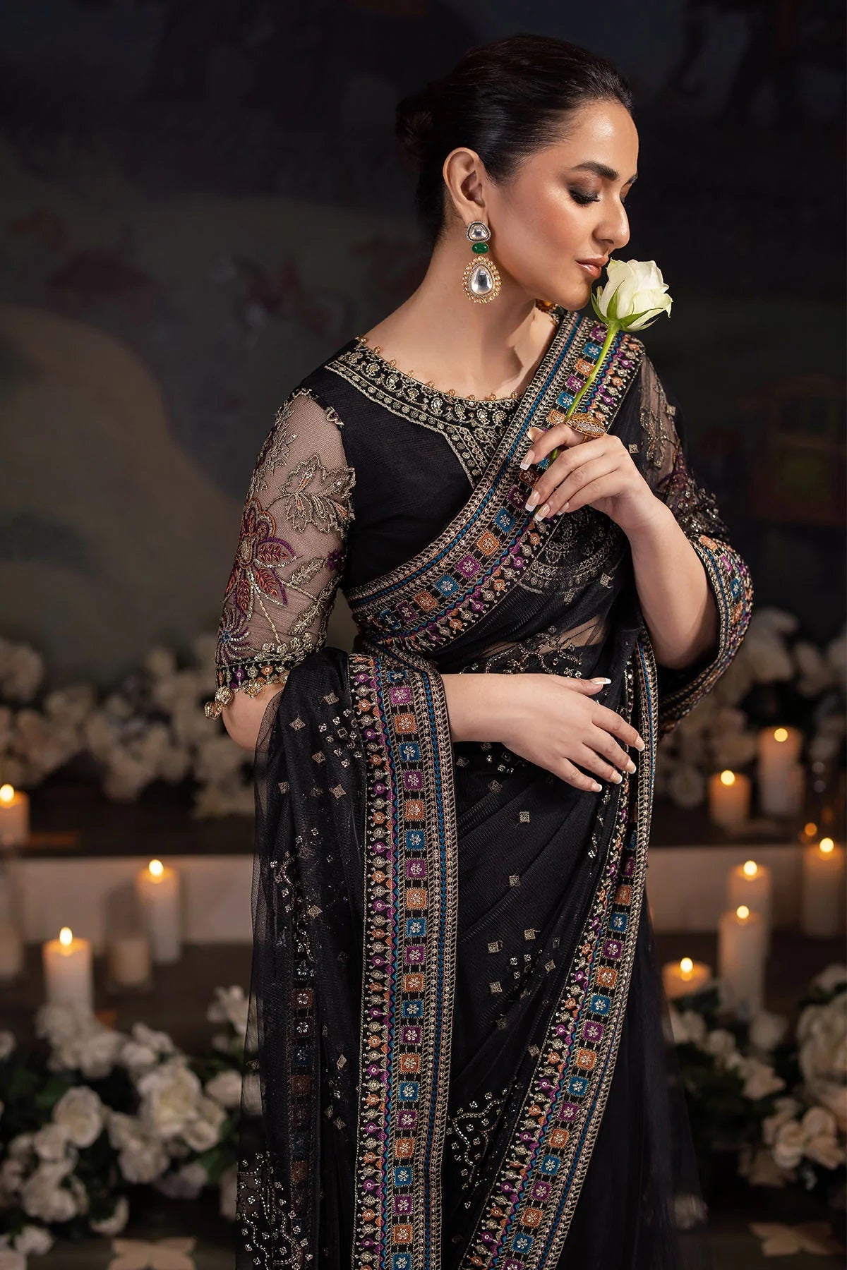 Elegant Embroidered Chiffon & Silk Unstitched Formal Ensemble - Ruhi